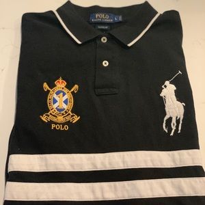 Polo Ralph Lauren Pony Black White Mesh Crest Shirt | Stainless | 100% Cotton